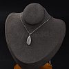 Anti-Tarnish 304 Stainless Steel Textured Teardrop Pendant Cable Chain Necklaces for Women STAS-Z114-17P-3