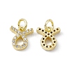 Real 18K Gold Plated Brass Micro Pave Clear Cubic Zirconia Charms KK-E068-VB411-2-1
