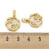 Brass Pave Shell Pendants KK-G490-37G-3