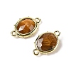 Natural Tiger Eye Faceted Oval Connector Charms G-I382-04G-04-2