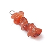 3Pcs Natural Rose Quartz & South Red Agate & Citrine Chip Beaded Constellation Pendants PALLOY-JF03043-01-4