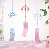 BENECREAT 3Pcs 3 Styles Japanese Glass Round with Sakura Pattern Wind Chimes HJEW-BC0001-56-5