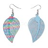 Spray Painted Stainless Steel Leaf Dangle Earrings EJEW-I256-10P-2