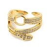 Rack Plating Brass Micro Pave Cubic Zirconia Open Cuff Ring for Women RJEW-F153-02G-2