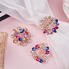 Gorgecraft 3Pcs 3 Style Colorful Dyed Quartz Flower & Heart Brooch Pins FIND-GF0005-31-4