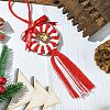 Handmade Macrame Cotton Christmas Wreath Pendant Decoration HJEW-JM02654-01-1