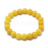 Natural Yellow Jade Bead Stretch Bracelets X-BJEW-K212-C-038-2