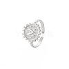 Non-Tarnish 304 Stainless Steel Flat Round with Initial Letter Open Cuff Ring for Men Women RJEW-S405-246P-M-3