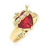 Brass & Glass Cuff Open Rings for Women KK-CBA760A-01A-G-4