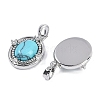 Synthetic Turquoise Oval Pendants KK-U043-44P-D-2