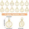 SUPERFINDINGS 12Pcs 12 Style Brass Charms KK-FH0004-40-2