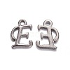 Gunmetal Plated Alloy Letter Pendants LS-PALLOY-J718-01B-E-1