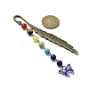 Butterfly Alloy Enamel Pendant Bookmark with Chakra Gemstone Bead AJEW-JK00253-03-3