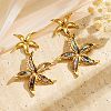 304 Stainless Steel & Shell Stud Earrings for Women EJEW-Z065-02G-01-1