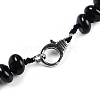 Natural Dyed & Heated Black Agate Rondelle Graduated Beaded Necklaces for Women Men NJEW-K388-02D-3