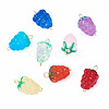 8Pcs 8 Styles Handmade Lampwork Grapes Connector Charms PALLOY-TAC0156-3