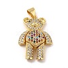 Brass Micro Pave Cubic Zirconia Pendants KK-E077-01G-05-1