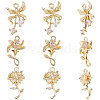 9Pcs 3 Style Brass Micro Pave Cubic Zirconia Pendants Sets KK-BBC0007-54-1