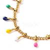 304 Stainless Steel Colorful Enamel Tassel Pendant Necklaces for Women NJEW-G140-07G-2