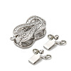 Brass Micro Pave Clear Cubic Zirconia Box Clasps KK-E084-28P-2