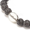 Natural Lava Rock Stretch Bracelet with Alloy Word Gratitude Beaded BJEW-JB08309-04-4