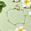 Faceted Rondelle Glass & Glass Seed Anklet AJEW-AN00587-2