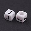 6MM Letter J White Letter Acrylic Cube Beads X-PL37C9308-J-2