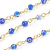 3.28 Feet Handmade Evil Eye Lampwork Round Beaded Chains X-CHC-G009-A-G05-2