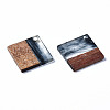 Transparent Resin & Walnut Wood Pendants RESI-T035-31D-3