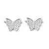 Brass Micro Pave Clear Cubic Zirconia Connector Charms KK-E068-VF247-2