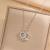 Heart 304 Stainless Steel Micro Pave Clear Cubic Zirconia Pendant Necklaces for Women NJEW-D288-03P-1