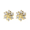 Flower Brass Micro Pave Clear Cubic Zirconin Stud Earrings EJEW-D318-10G-4