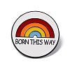 Flat Round Zinc Rainbow Alloy Enamel Pin Brooch JEWB-Q044-01D-1