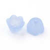 Chunky Cyan Transparent Frosted Tulip Flower Acrylic Bead Caps X-PL543-5-2