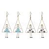 2Pair Girl with Triangle Brass Glass Seed Beads Dangle Earrings EJEW-MZ00453-2