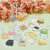 HOBBIESAY 16 Sets 16 Style Cartoon Cute Cat Animal  Acrylic Pendant Decoration with Iron Ball Chain HJEW-HY0001-06-4