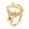 Rack Plating Oval Brass Micro Pave Cubic Zirconia Adjustable Ring Components KK-Q819-12G-1