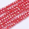 Electroplate Glass Beads Strands GLAA-F001-3x2mm-18AB-2