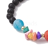 Frosted Round Natural Mixed Gemstone Stretch Bracelets for Women Men BJEW-JB10979-4