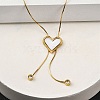 PVD Vacuum Plating 304 Stainless Steel Enamel Heart Pendant Necklaces NJEW-C063-03G-02-3