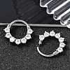 Flat Round 316 Surgical Stainless Steel Clear Cubic Zirconia Hoop Earrings EJEW-G416-21P-3