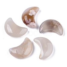 Moon Shape Natural Cherry Blossom Agate Healing Crystal Pocket Palm Stones G-T132-001H