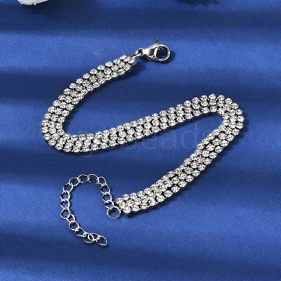 304 Stainless Steel Rhinestone Cup Chain Multi-strand Bracelets for Women BJEW-P376-01P-03-1
