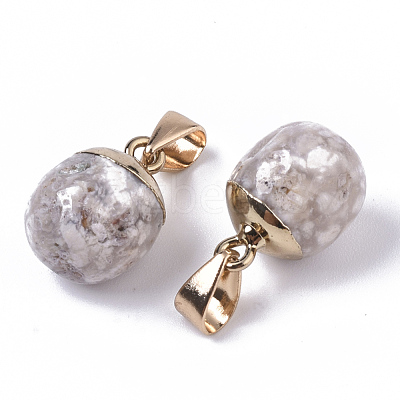 Top Golden Plated Natural Cherry Blossom Agate Pendants G-T131-03M-1