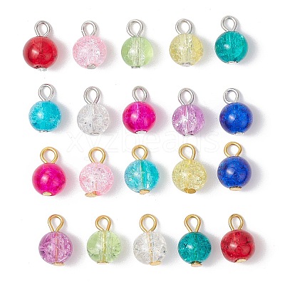 20Pcs 2 Styles Spray Painted Crackle Glass Charms PALLOY-JF03253-1