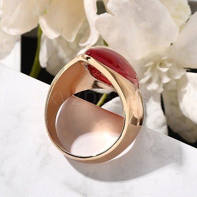 Resin Horse Eye Finger Rings RJEW-R006-01G-01-1