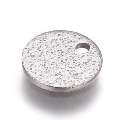 Tarnish Resistant 304 Stainless Steel Textured Pendants STAS-I098-01-8mm-P-1