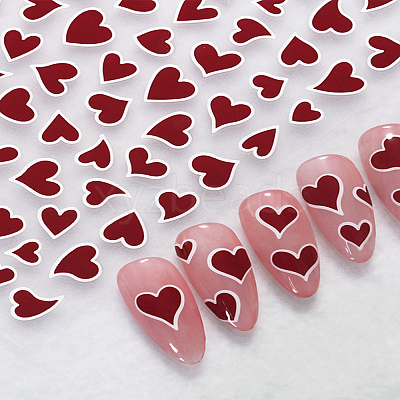 3Sheets 3 Colors Heart Pattern PVC Nail Art Stickers MRMJ-LP0002-05-1