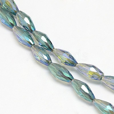 Electroplate Crystal Glass Rice Beads Strands X-EGLA-F042-A13-1