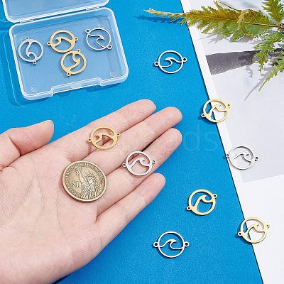 12Pcs 2 Colors 201 Stainless Steel Connector Charms STAS-UN0036-95-1